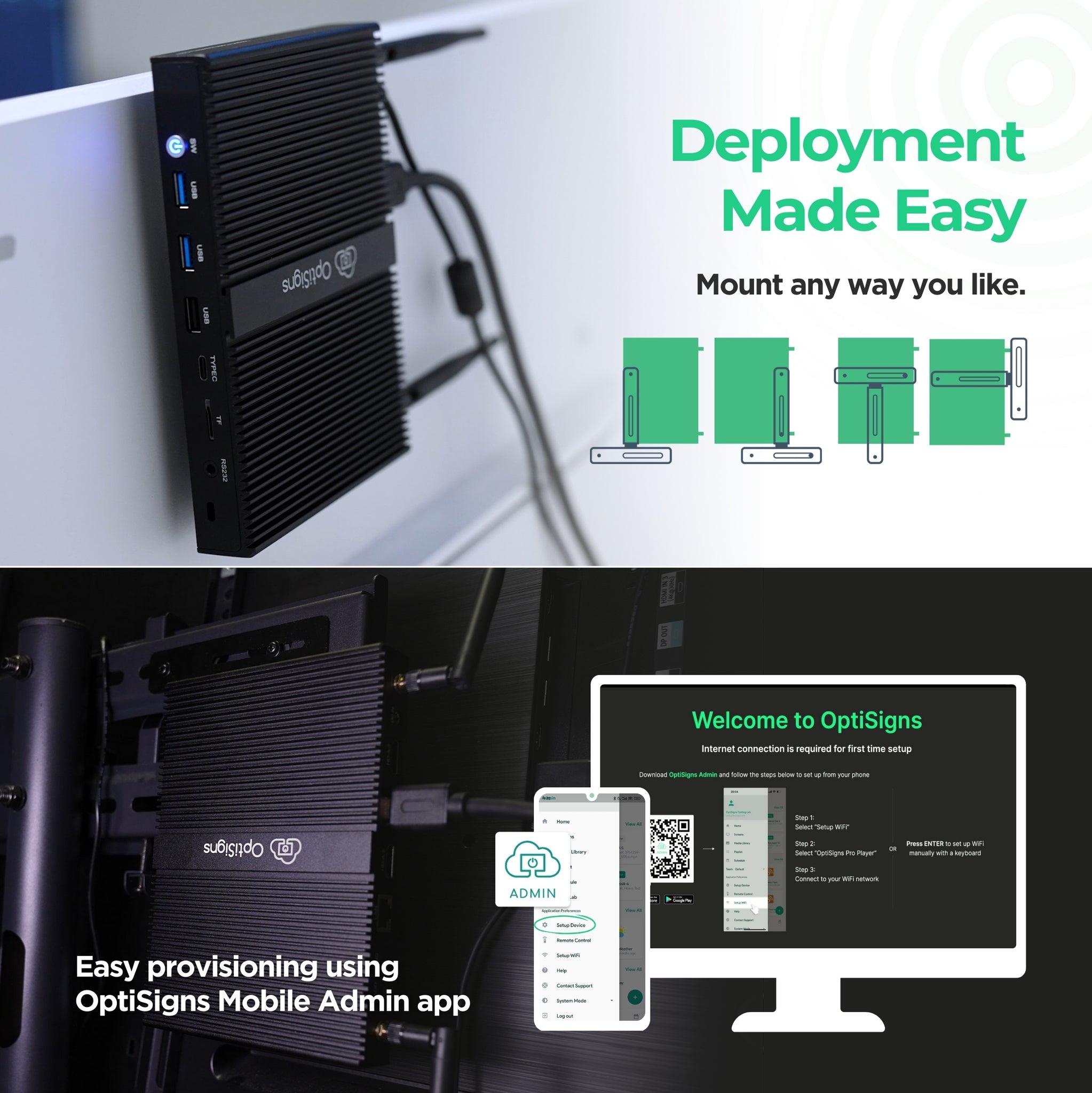 Signage Player Backplane OptiSigns Pro Signage Player